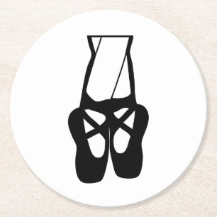 Cute Black Ballet Tofflor en Pointe Underlägg Papper Rund