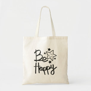 Cute Black "Be Lycklig" Text Tote bags Tygkasse