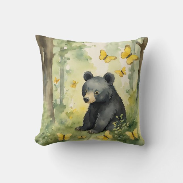 Cute Black Bear Kön Neutral Kudde (Framsida)