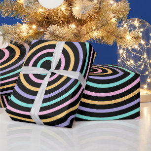 Cute Black Blue Grått Stripe Mönster Presentpapper