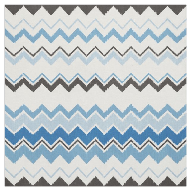Cute black blue och white ikat chevron mönster tyg (Provkarta)