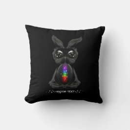 Cute Black Bunny med Chakra Rainbow Soul Kudde