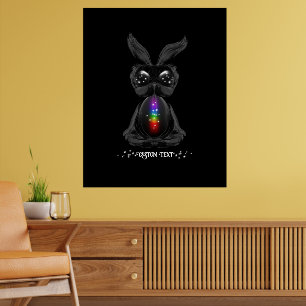 Cute Black Bunny med Chakra Rainbow Soul Poster