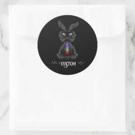 Cute Black Bunny med Chakra Rainbow Soul Runt Klistermärke