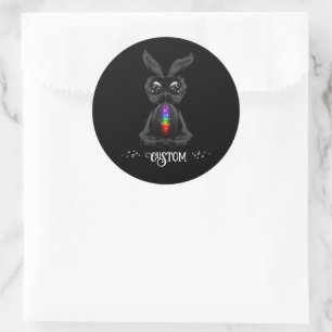 Cute Black Bunny med Chakra Rainbow Soul Runt Klistermärke