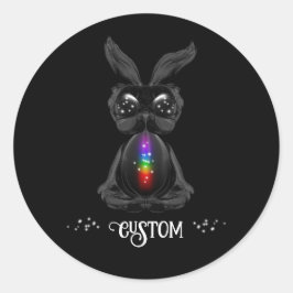 Cute Black Bunny med Chakra Rainbow Soul Runt Klistermärke