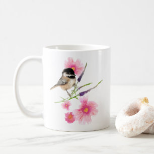 Cute Black Capped Chickadee Watercolor Artwork Kaffemugg