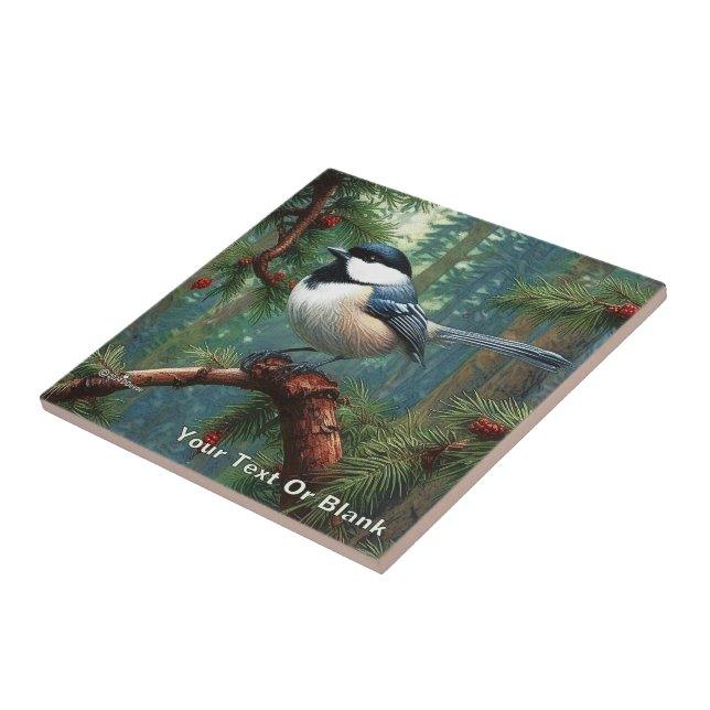Cute Black-Caps Chickadee Kakelplatta (Sidan)