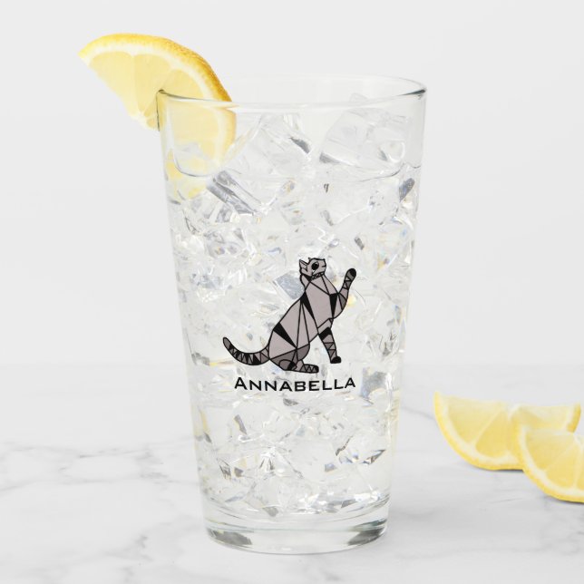 Cute Black Cat add Namn Glass Glaskopp (Framsida Ice)