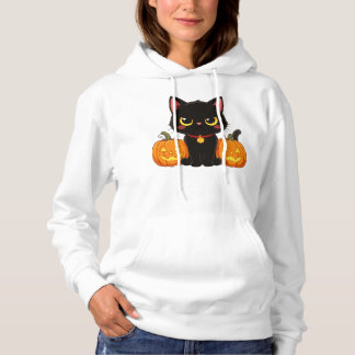 Cute Black Cat and Pumpkins Halloween T Shirt