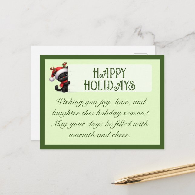 Cute Black Cat Anpassade Hälsning vykort (Fram/Back In Situ)