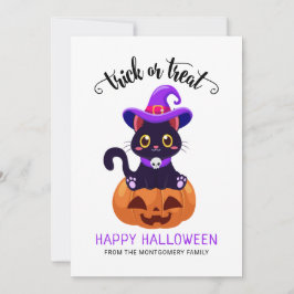 Cute Black Cat Anpassningsbar Halloween-kort Julkort