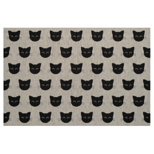 Cute black cat ansikte mönster tyg
