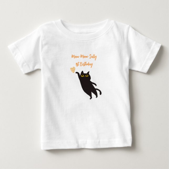 Cute Black Cat Baby T-Shirt (Framsida)