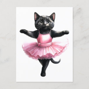 Cute black cat ballerina danballet helg vykort