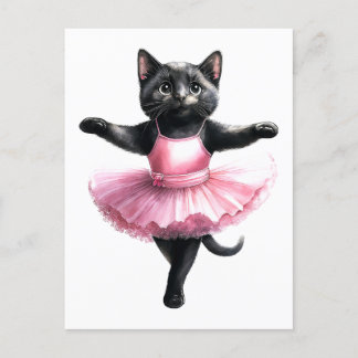 Cute black cat ballerina danballet helg vykort