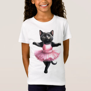 Cute black cat ballerina danballet t shirt