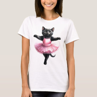 Cute black cat ballerina danballet t shirt