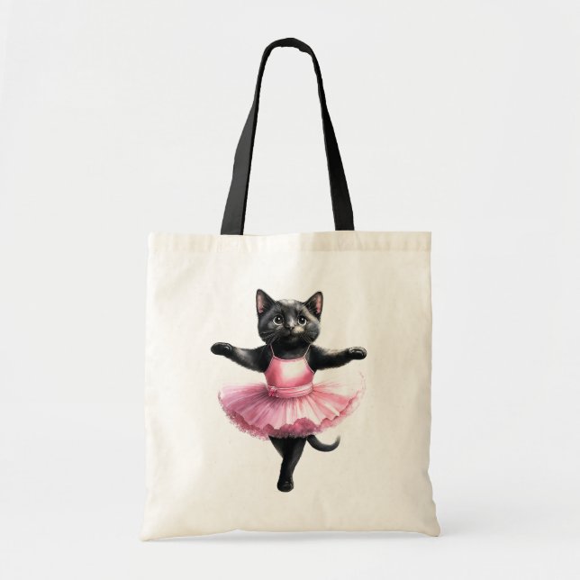 Cute black cat ballerina danballet tygkasse (Framsidan)