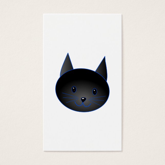Cute Black Cat. Bild på kattens Tecknad. Visitkort (Framsidan)