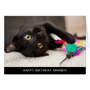 Cute Black Cat Birday Card Hälsningskort
