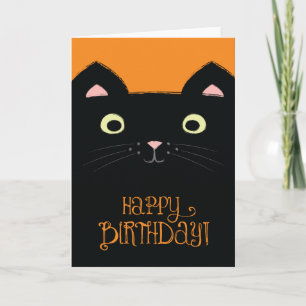 Cute Black Cat Birday Card Kort