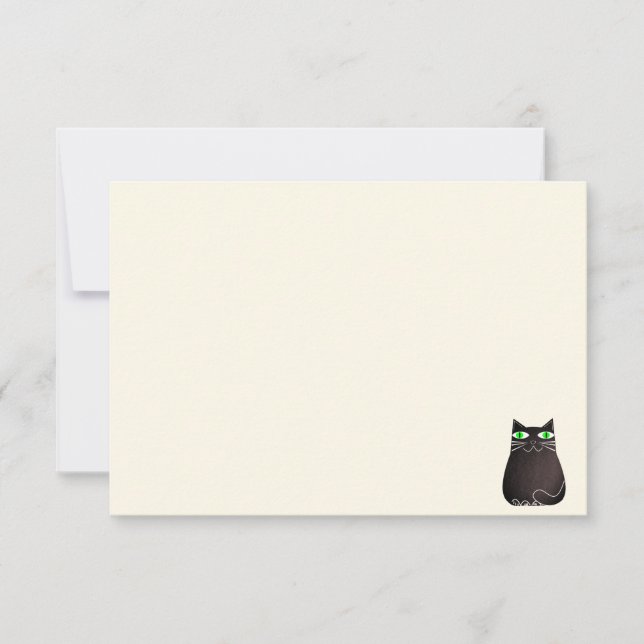 Cute Black Cat Blank Cream Off White Anteckningskort (Framsida)