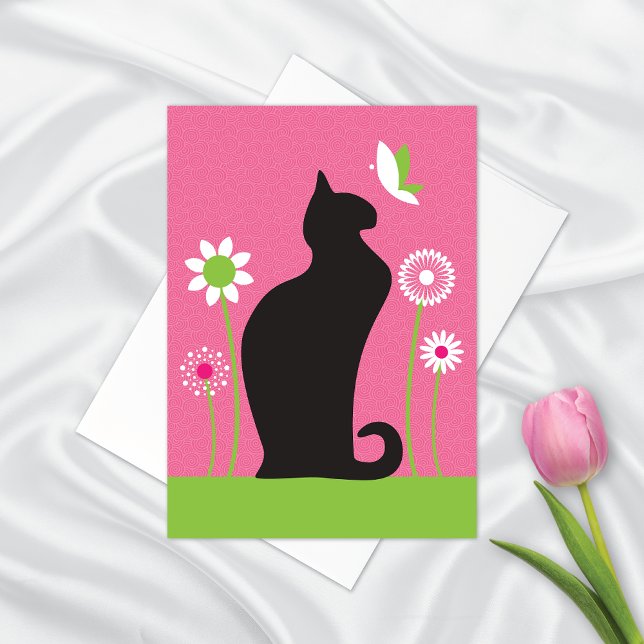 Cute Black Cat Blank Note Card OBS Kort (Skapare uppladdad)