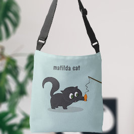 Cute Black Cat Blue Crossbody Bag Axelväska