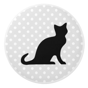 Cute black cat DIY keramic door and drawer knop Knopp
