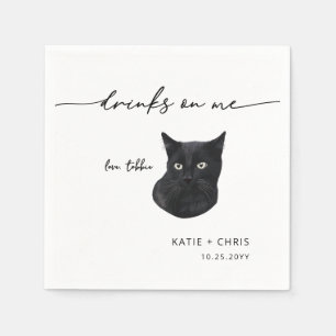 Cute Black Cat Drinks på mig Bröllop Pappersservett