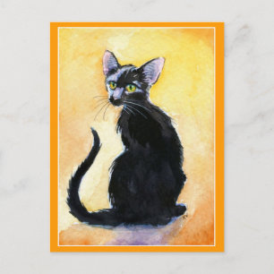 Cute black cat eller kattjant vycard vykort
