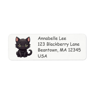 Cute Black Cat-etikett Returadress Etikett