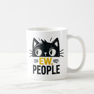 Cute Black Cat "Ew, People" Lustigt inledande cita Kaffemugg