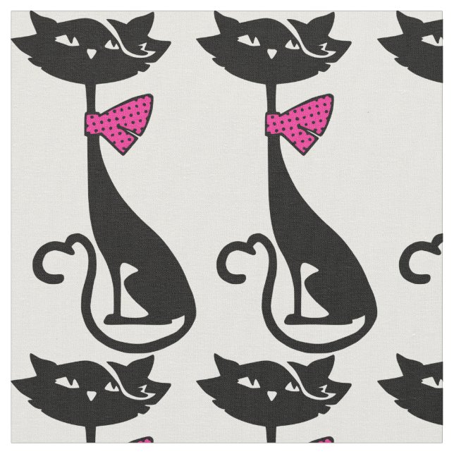 CUTE BLACK CAT FABRIC TYG (Närbild)