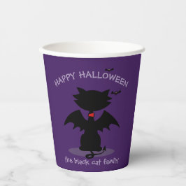 Cute Black Cat Fladdermus Kids Halloween fest Lila