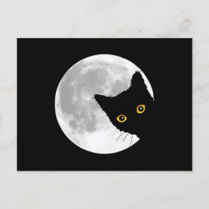 Cute Black Cat full Moon Vykort