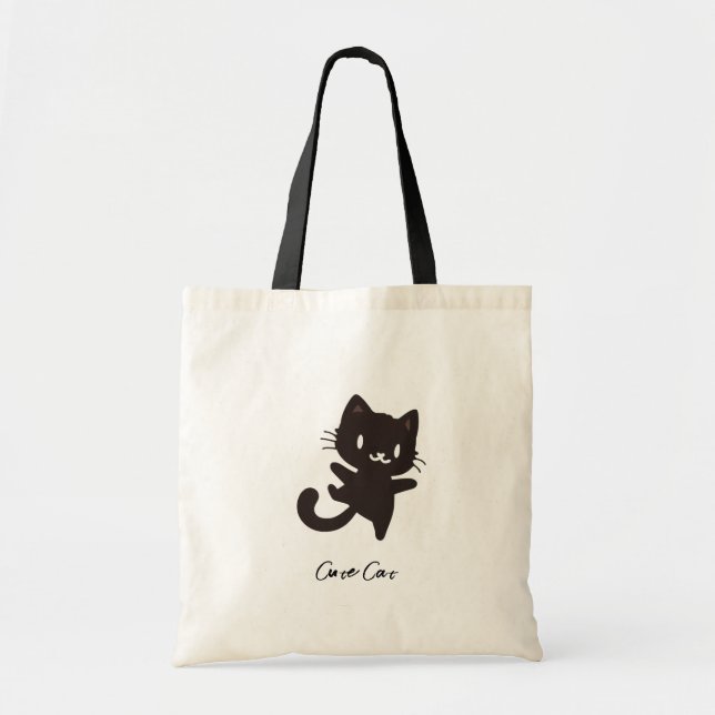 Cute Black Cat Funny Dancing Tygkasse (Framsidan)