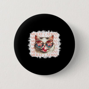 Cute Black Cat Funny Meowy God Jul Light Julafton Knapp