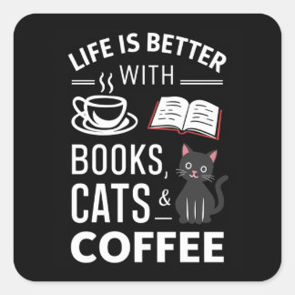 Cute Black cat Fyrkantigt Klistermärke