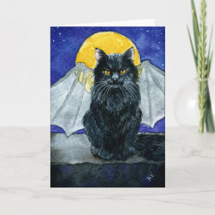 Cute Black Cat Gargoyle Halloween valfritt tillfäl Kort