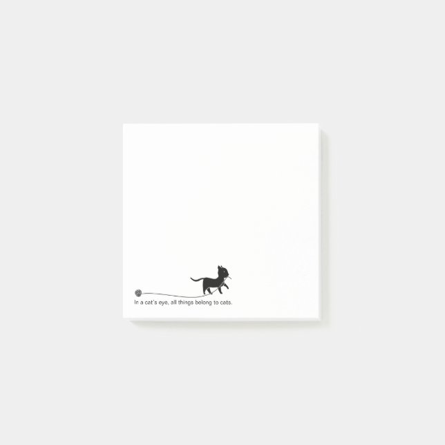 Cute Black Cat, Garn & Funny Quote Post-it Block (Framsida)