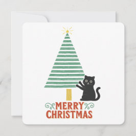 Cute Black Cat God jul Träd Helgdag Inbjudningar