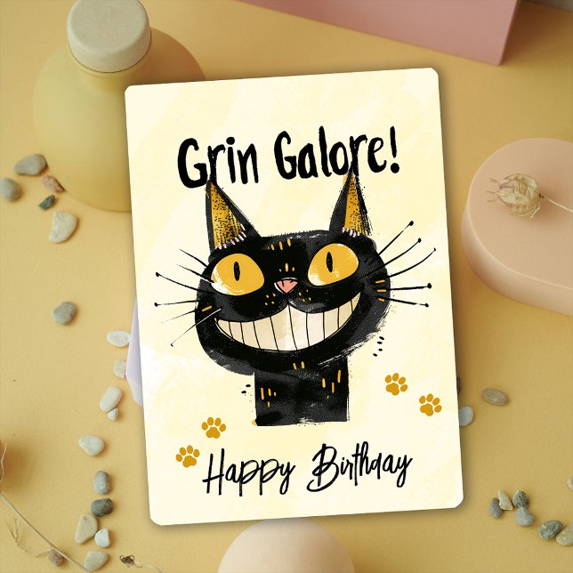 Cute Black Cat Grattis på födelsedagen-kort Inbjudningar (Cute Black Cat 1st Birthday Party Invitation)