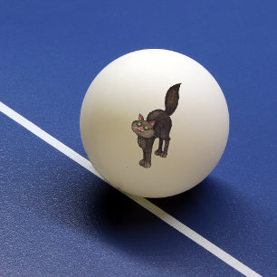 Cute Black Cat Grönt Öga Pingisboll
