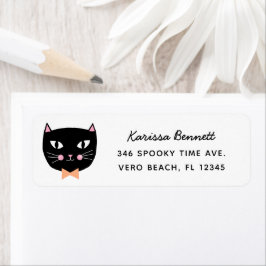 Cute Black Cat Halloween Birthday Returadress Returadress Etikett
