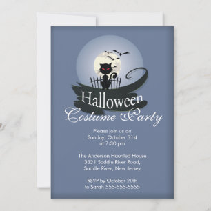 Cute Black Cat Halloween Costume Party-inbjudan Inbjudningar