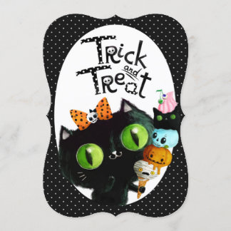 Cute Black Cat Halloween fest inbjudan