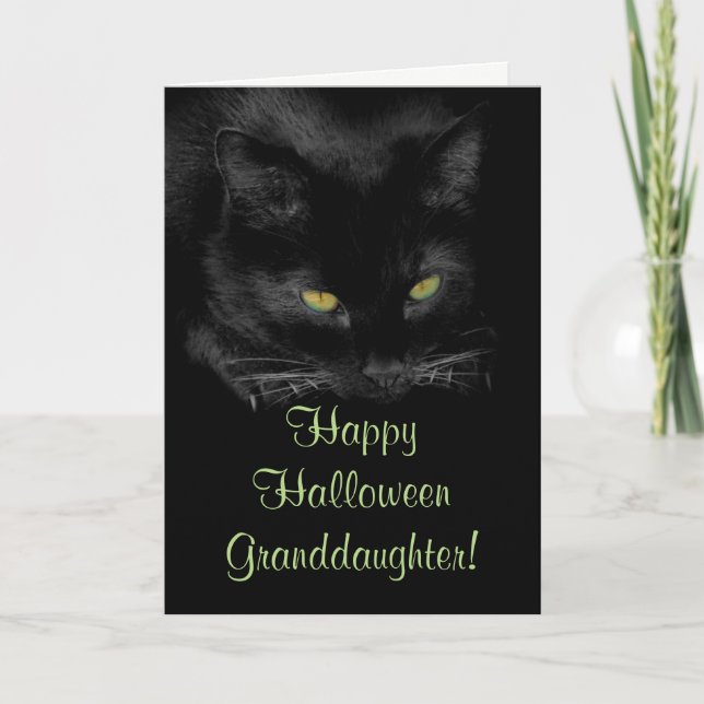 Cute Black Cat Halloween Granddotter Card Kort (Framsida)