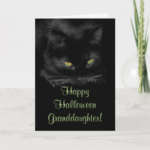 Cute Black Cat Halloween Granddotter Card Kort